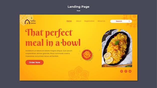 Free PSD food landing page design template