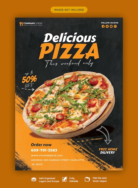 Free PSD food menu and delicious pizza flyer template