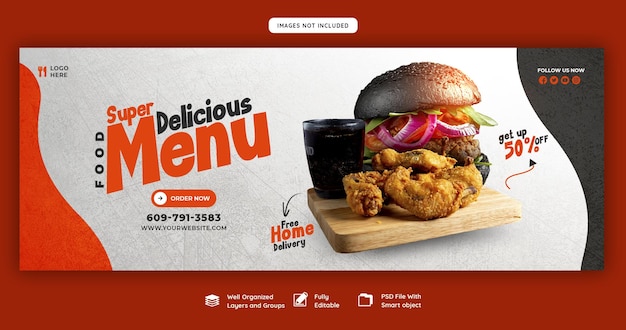 Free PSD food menu and restaurant facebook cover template