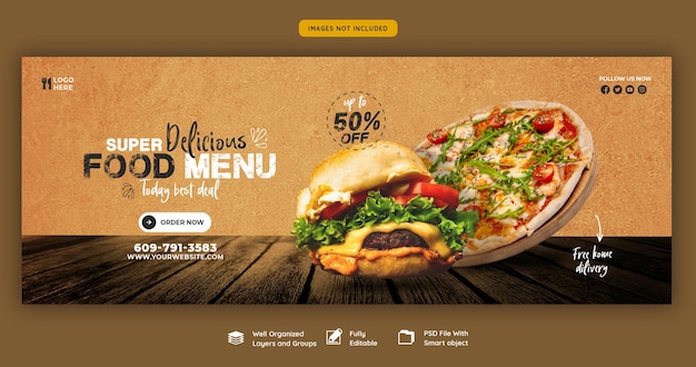 Food menu and restaurant Facebook cover template