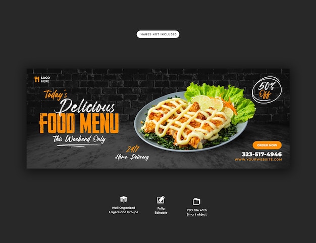 Food menu and restaurant facebook cover template