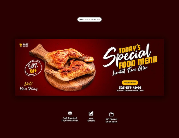 Food menu and restaurant facebook cover template