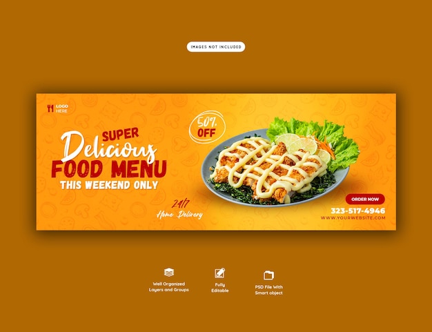 Food menu and restaurant facebook cover template