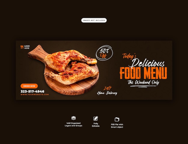 Food menu and restaurant facebook cover template