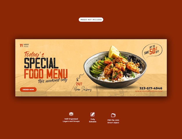 Food menu and restaurant facebook cover template