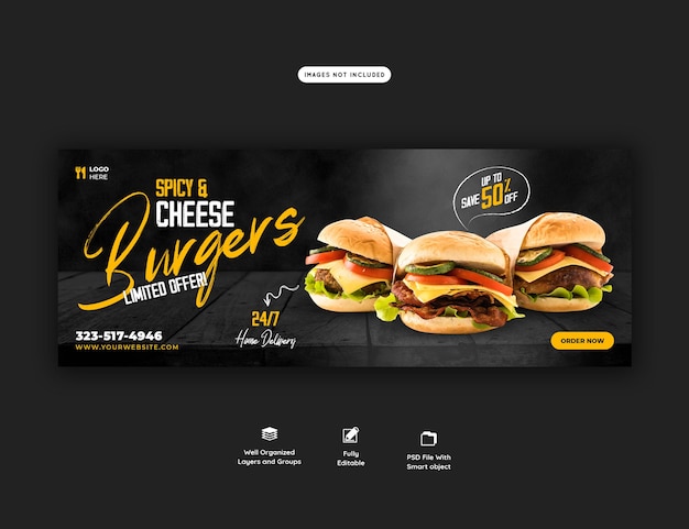 Food menu and restaurant facebook cover template