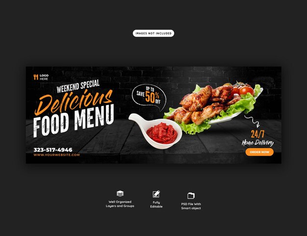 Food menu and restaurant facebook cover template