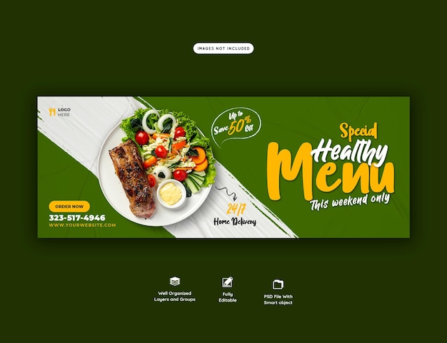 Food menu and restaurant facebook cover template