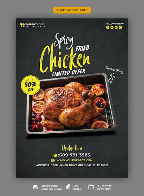 Food menu and restaurant flyer template