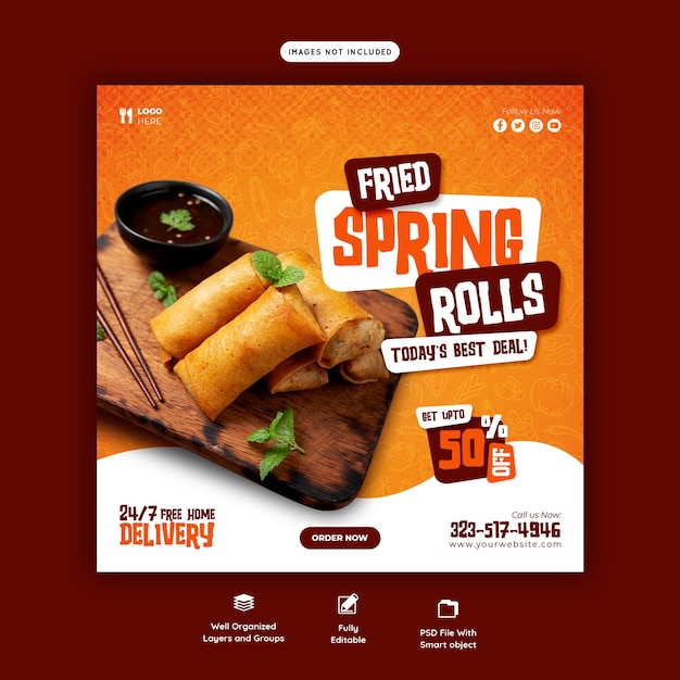 Food menu and restaurant social media banner template