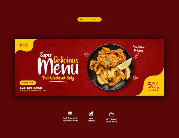 Food menu and restaurant social media cover template