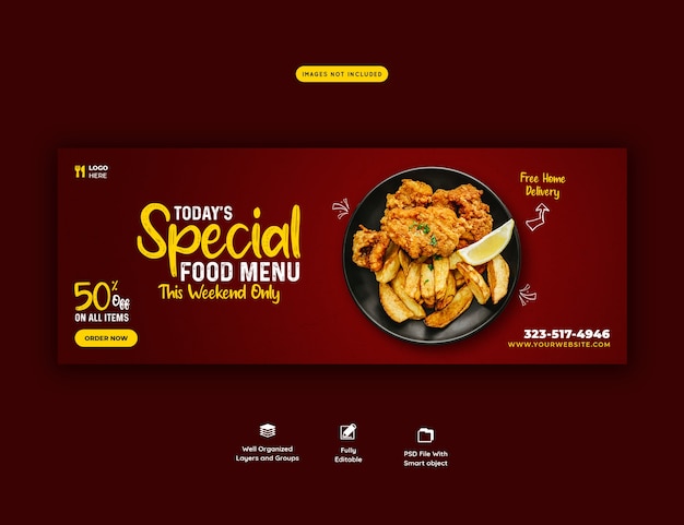 Food menu and restaurant social media cover template