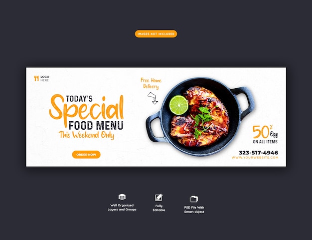 Food menu and restaurant social media cover template