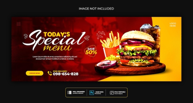 Food menu and restaurant social media cover template