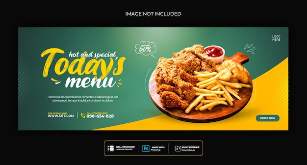 Food menu and restaurant social media cover template