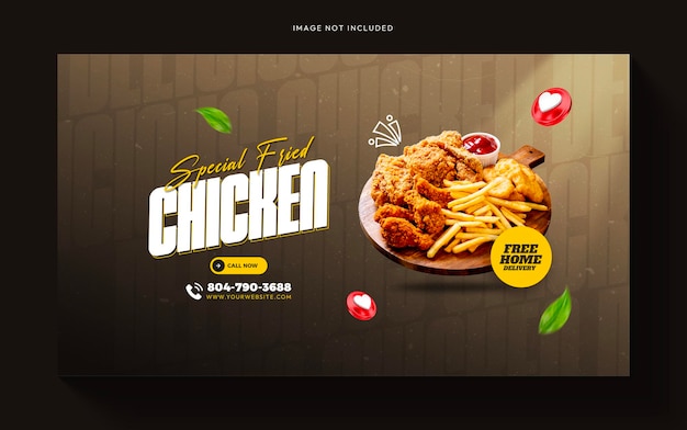 Free PSD food menu and restaurant web banner or cover template design