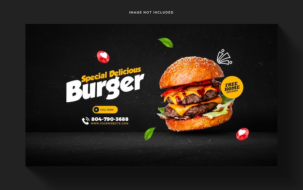 Free PSD food menu and restaurant web banner or cover template design