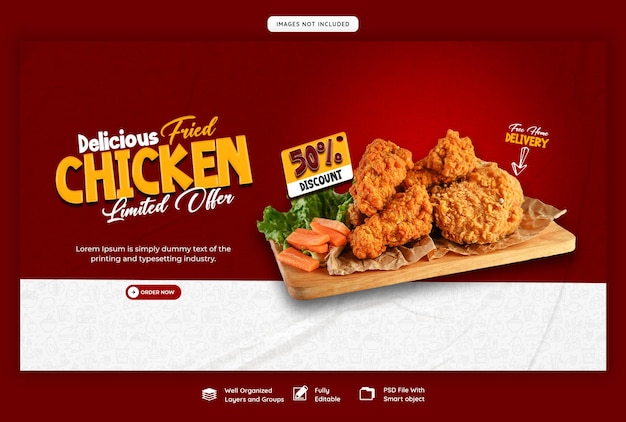 Free PSD food menu and restaurant web banner template