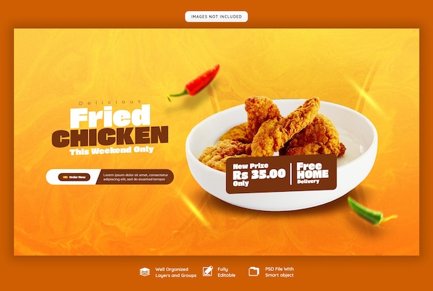 Free PSD food menu and restaurant web banner template