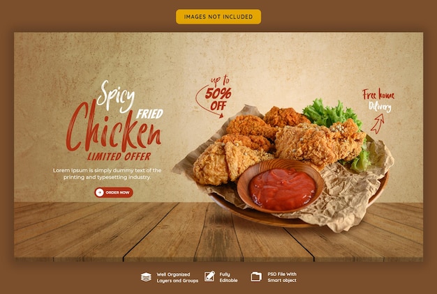 Food menu and restaurant web banner template