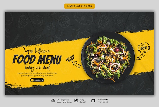 Free PSD food menu and restaurant web banner template