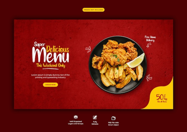 Food menu and restaurant web banner template