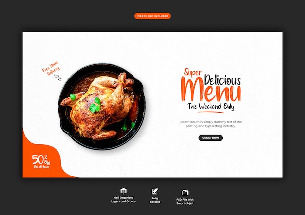 Food menu and restaurant web banner template