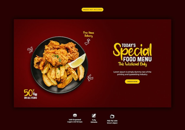 Food menu and restaurant web banner template