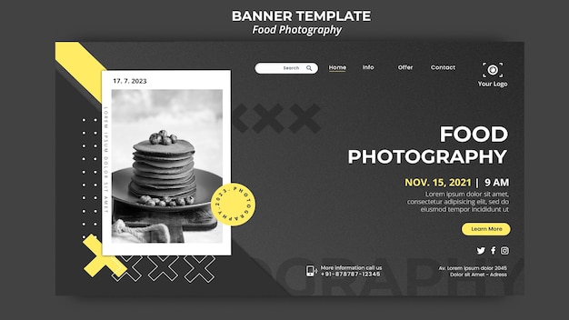 Free PSD food photography landing page template