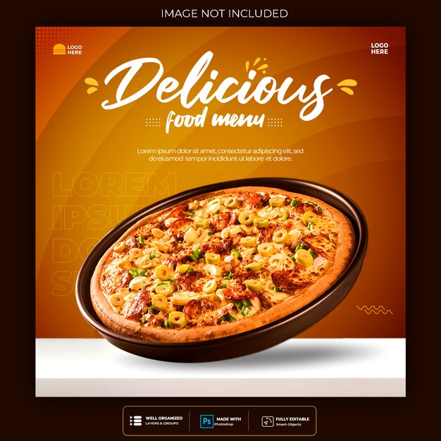 Food pizza social media instagram post banner template