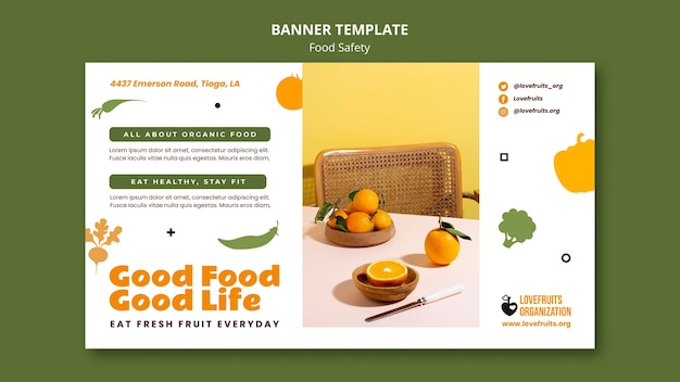 Free PSD food safety horizontal banner template