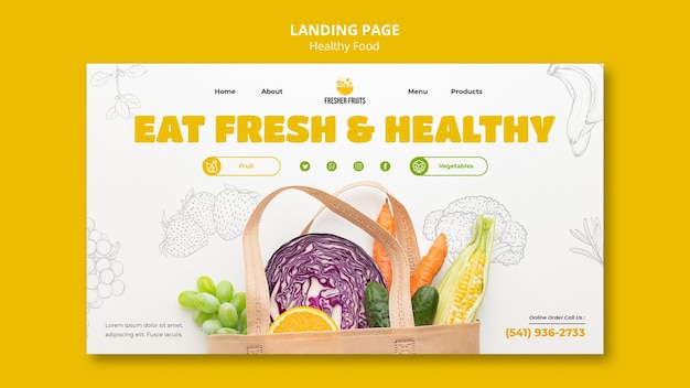 Free PSD food safety landing page template design