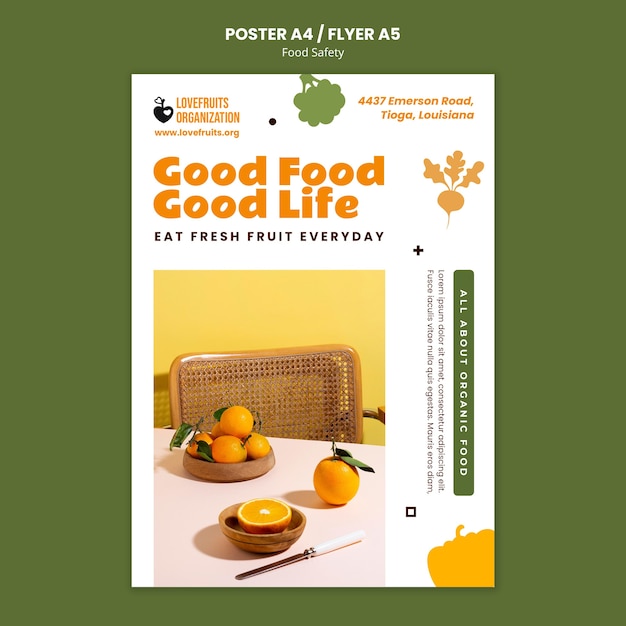 Free PSD food safety vertical print template