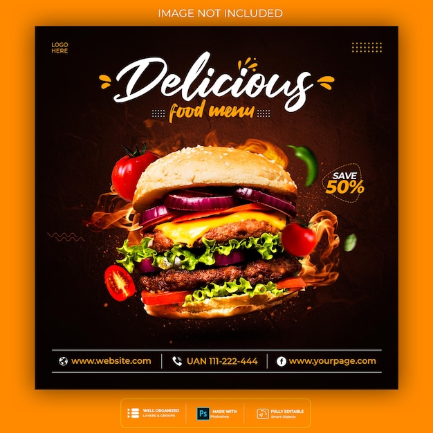 Free PSD food social media banner post template