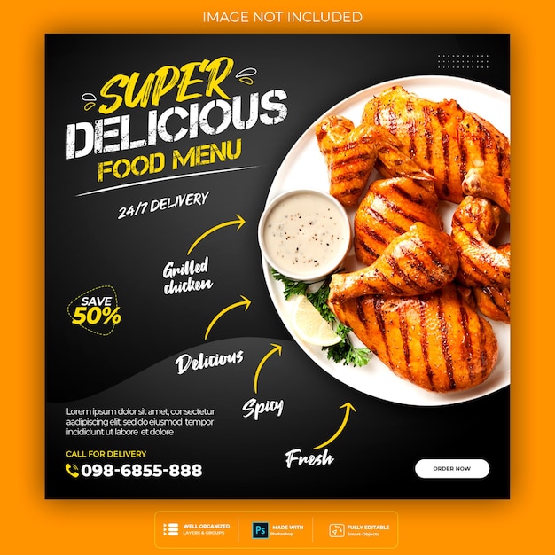 Food social media banner post template