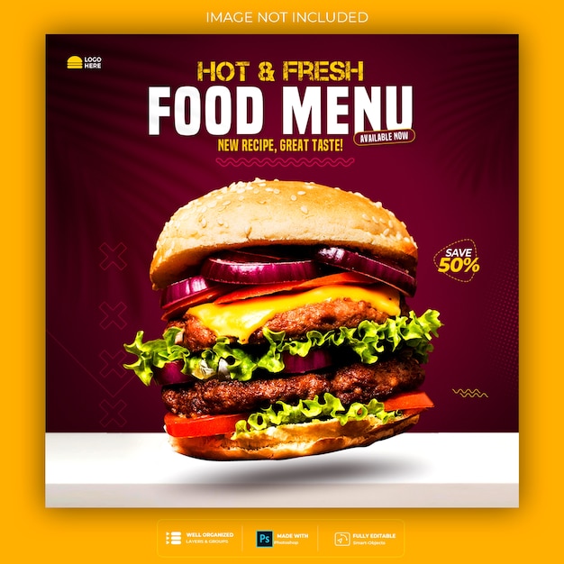 Free PSD food social media promotion and banner post design template