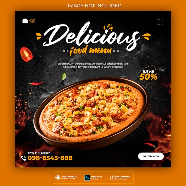 Food social media promotion and banner post design template