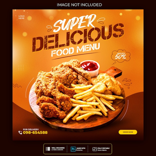 Free PSD food social media promotion and instagram banner post design template