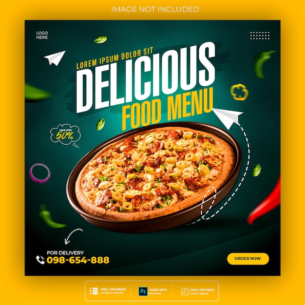 Food social media promotion and instagram banner post design template