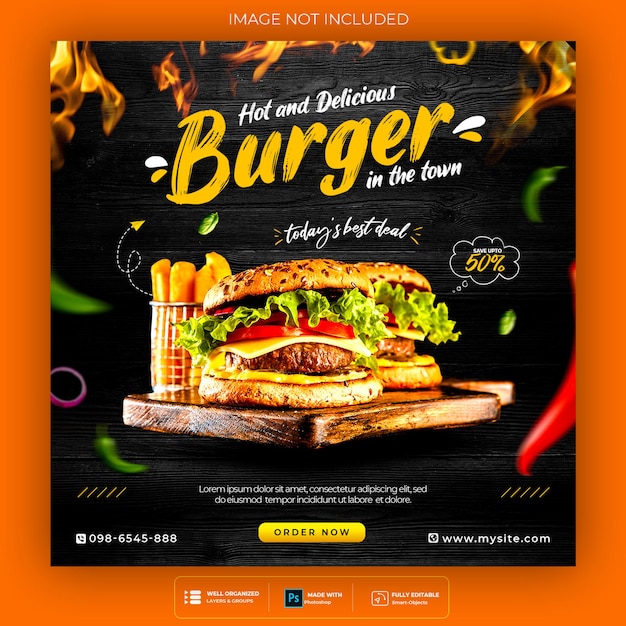 Free PSD food social media promotion and instagram banner post design