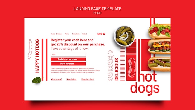 Free PSD food template landing page design template