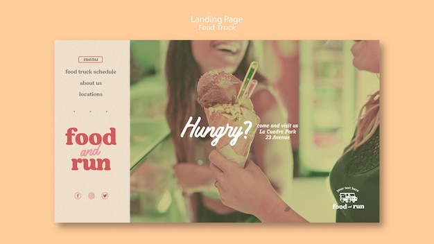 Free PSD food truck landing page template