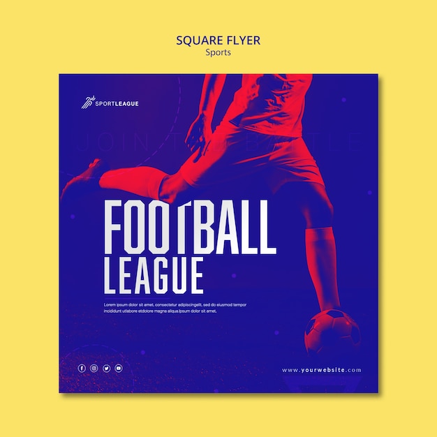 Football league square flyer template