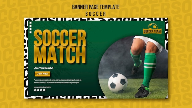 Free PSD football match school of soccer banner template