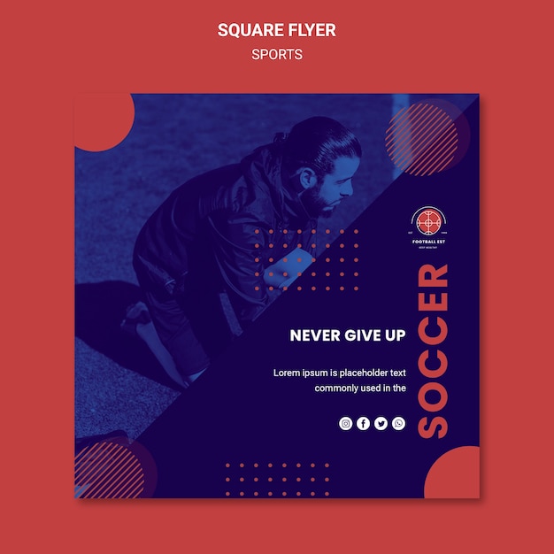 Free PSD football player square flyer