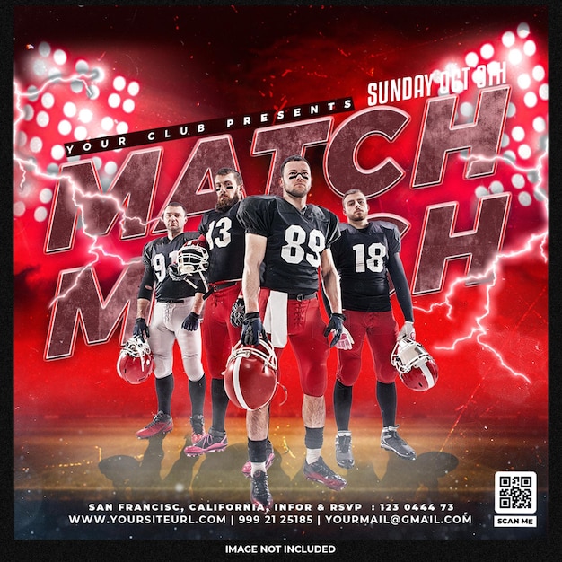 Free PSD football sport event flyer template