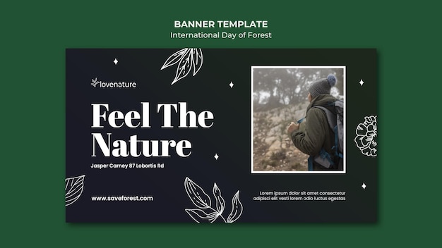 Free PSD forest day banner template