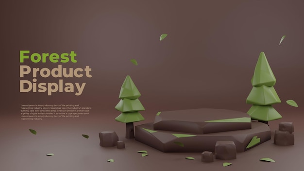 Free PSD forest nature clay 3d realistic podium product promo display