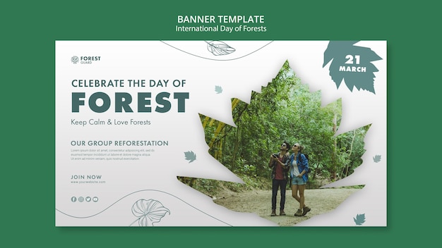 Free PSD forests day banner template with photo