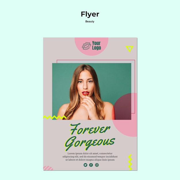 Free PSD forever gorgeous beautiful woman flyer template